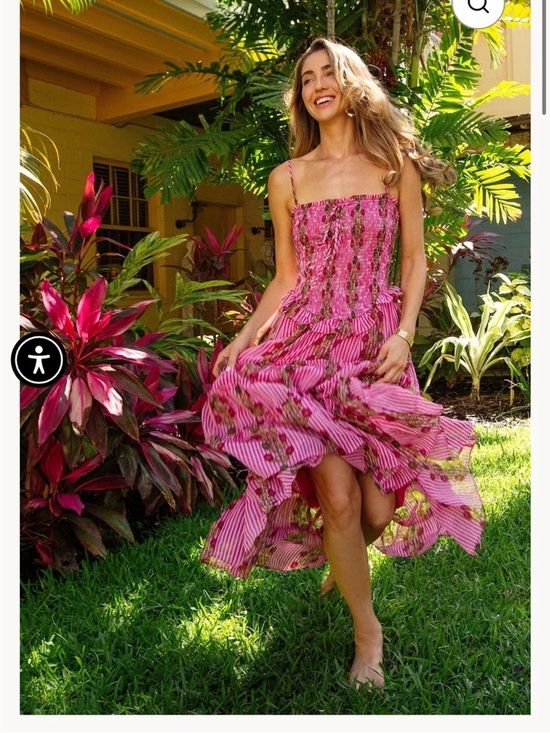 Free People Dresses & Skirts - Free People High-Low Pink Floral Striped Smocked Sundress